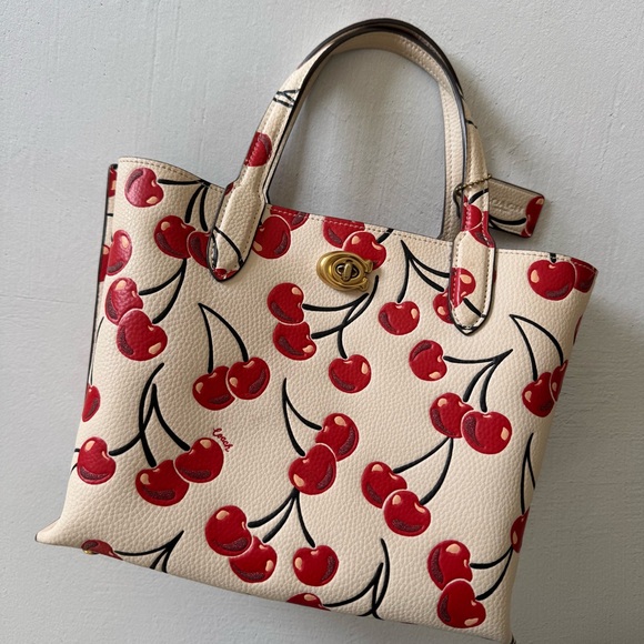 Coach Handbags - Coach Willow Tote Bag 24 With Cherry Print Crossbody Shoulder Bag